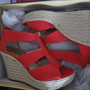 Women's Red Wedge Sandals